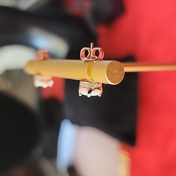 Opal & Rose Goldtone Earrings - Picture 3 of 7